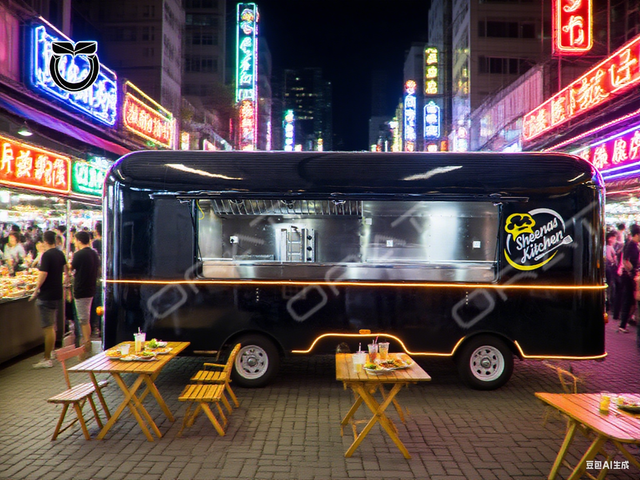Food Trailer U-500 5M Fully Equipped Stainless Steel Coffice Bar Ice Cream Mobile Street Fast Food Trailer